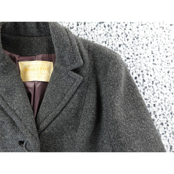 Vintage 1950s Pendleton 100% Virgin Wool Charcoal Gray Town Coat Women's Sz M - Picture 3 of 12